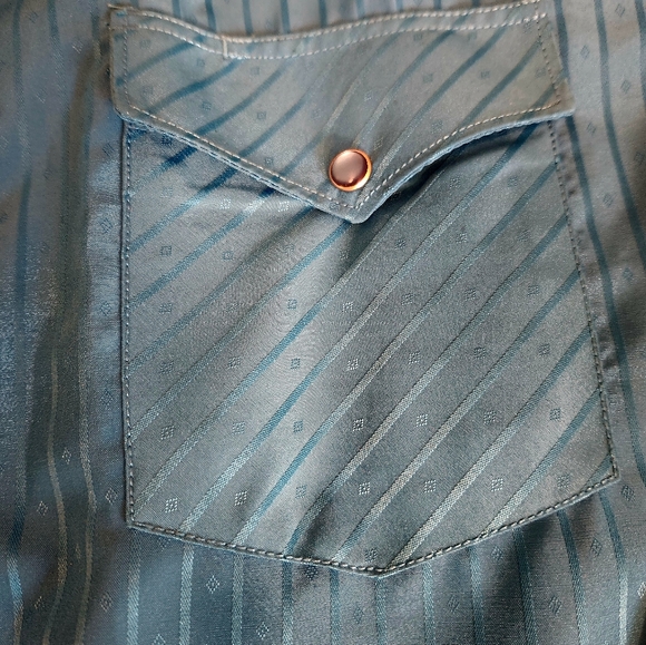 Rodeo Clothing Co Mens XL Button Front Shirt Aqua Pearl Snap Western Cowboy - Picture 5 of 7